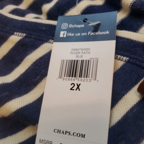 CHAPS River Path Tie Front Striped Long Sleeve Henley NEW - Picture 7 of 10